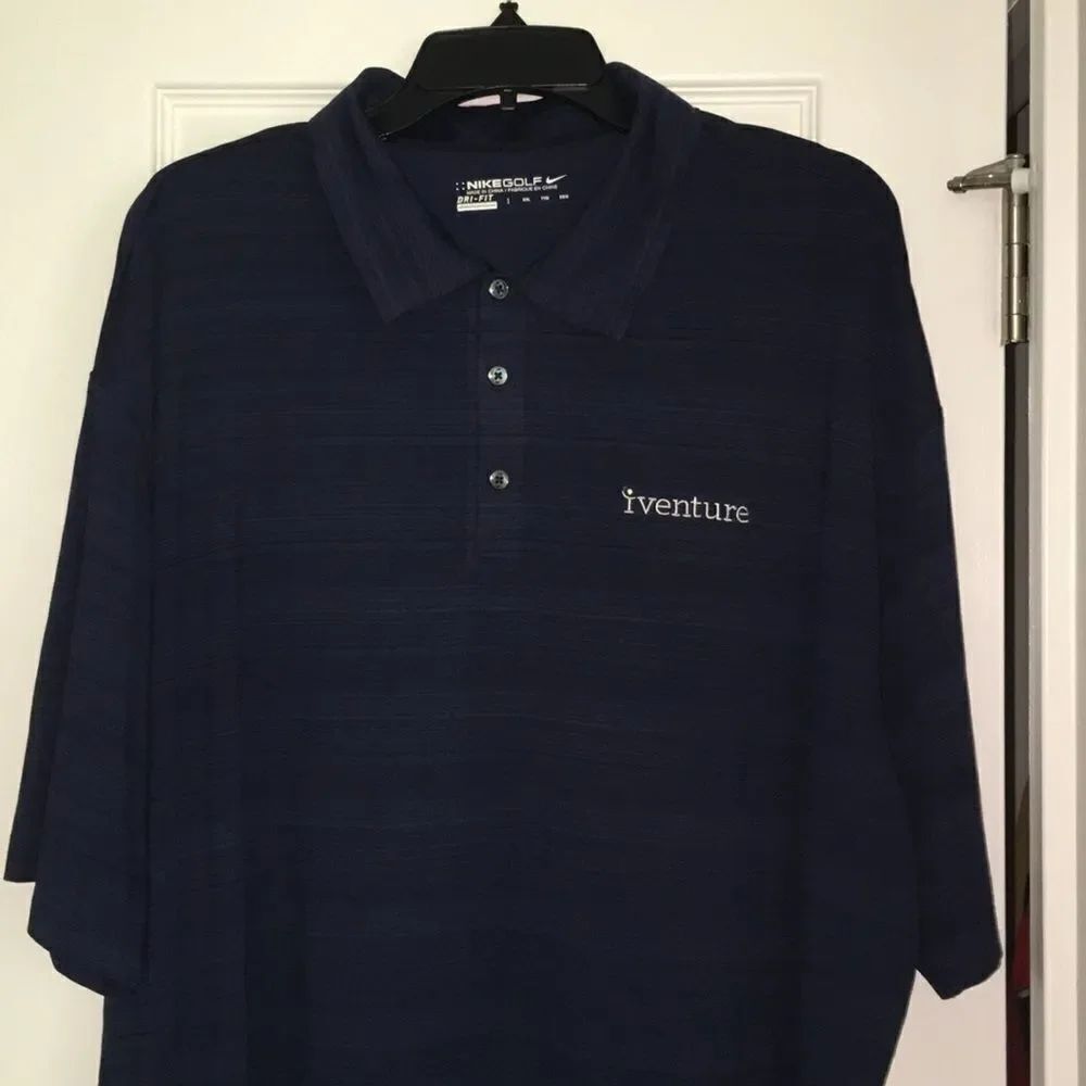 Blue woven Dri Fit Nike Iventure Golf polo shirt